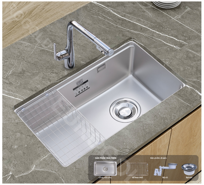 CHẬU RỬA BÁT CHỐNG XƯỚC DẬP LIỀN KHỐI  EUD17845JB