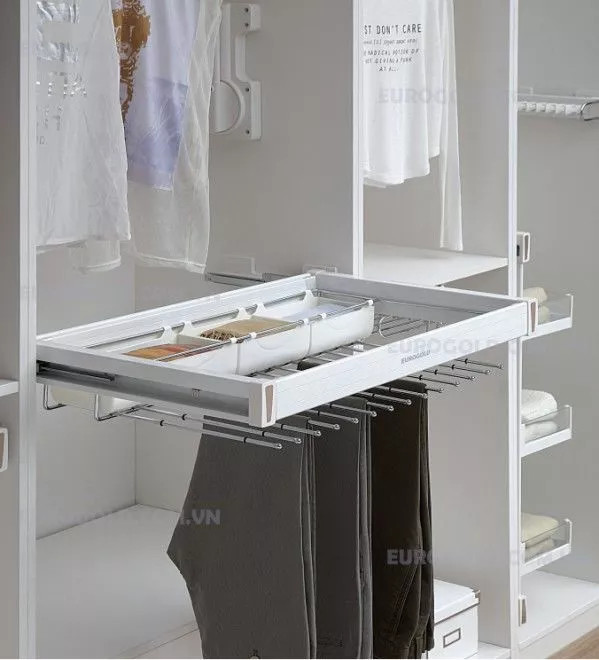 Giá vắt quần âu kết hợp để trang sức, ray giảm chấn