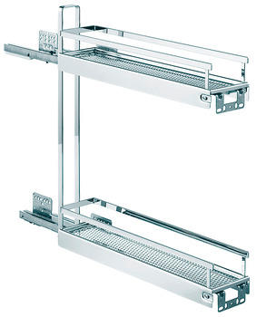 Rổ kéo, Mở toàn phần với cơ cấu đóng giảm chấn Bas: 90°, mạ chrome, 2 tầng
