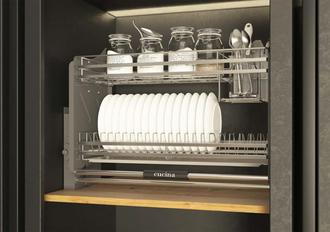 Giá bát đĩa nâng hạ Cucina 800mm Inox 304 504.76.137