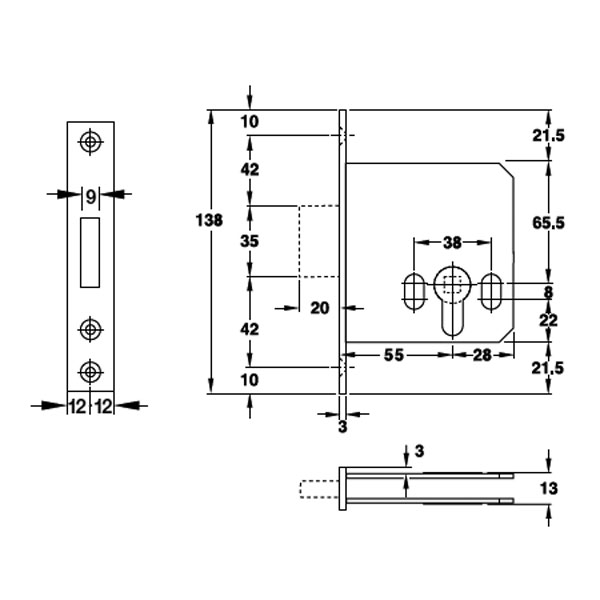 THÂN KHÓA CHỐT CHẾT HAFELE ĐEN 911.22.477
