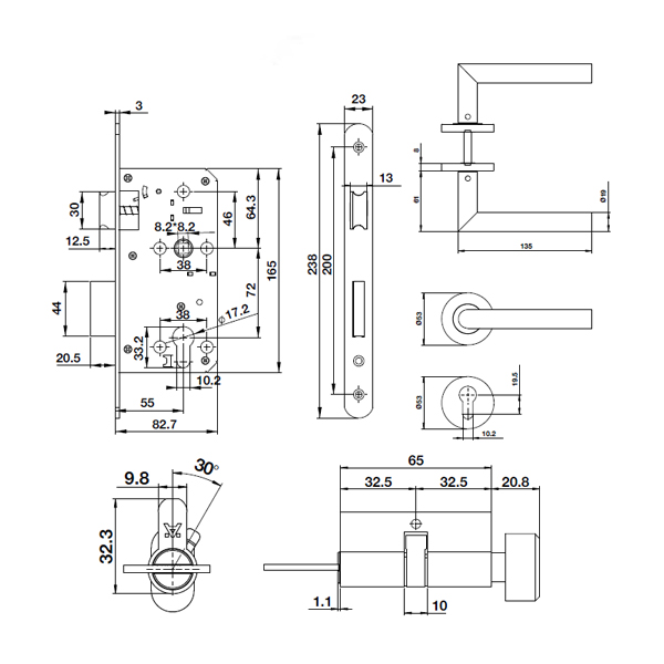 Bộ tay nắm Hafele nắp chụp tròn kiểu G 499.62.504