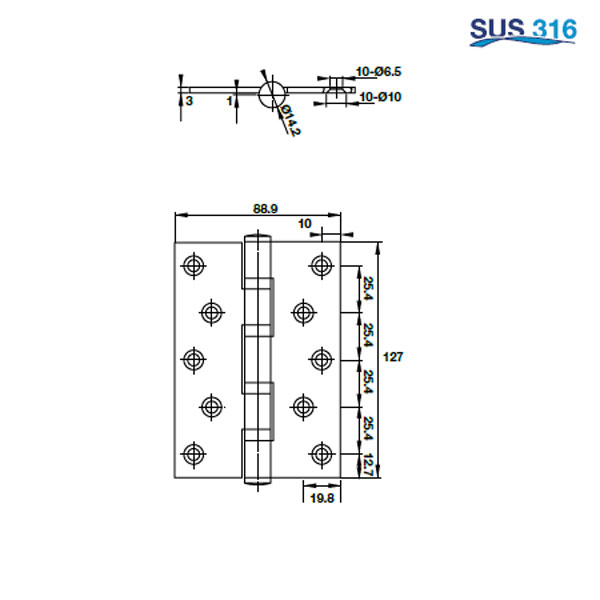BẢN LỀ LÁ INOX 316 HAFELE 926.35.603