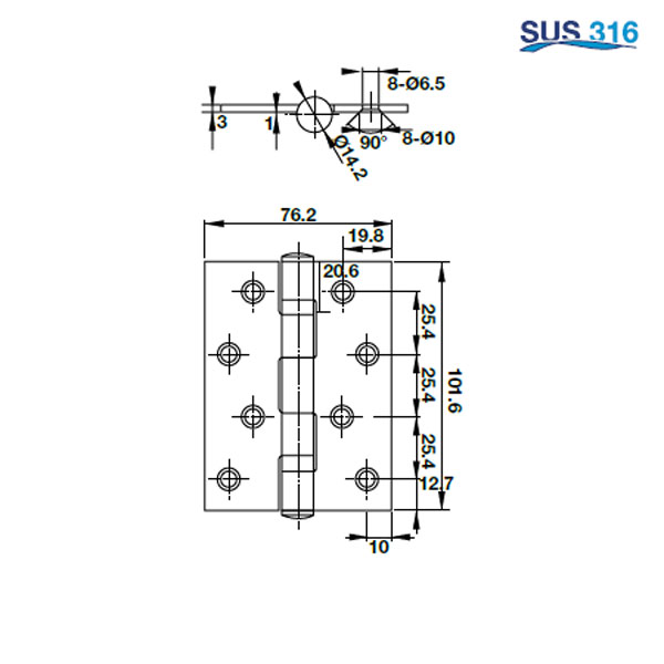 BẢN LỀ HAFELE 926.35.703 INOX 316