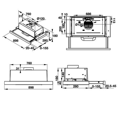Máy hút mùi âm tủ Häfele HH-TI90D 539.81.085