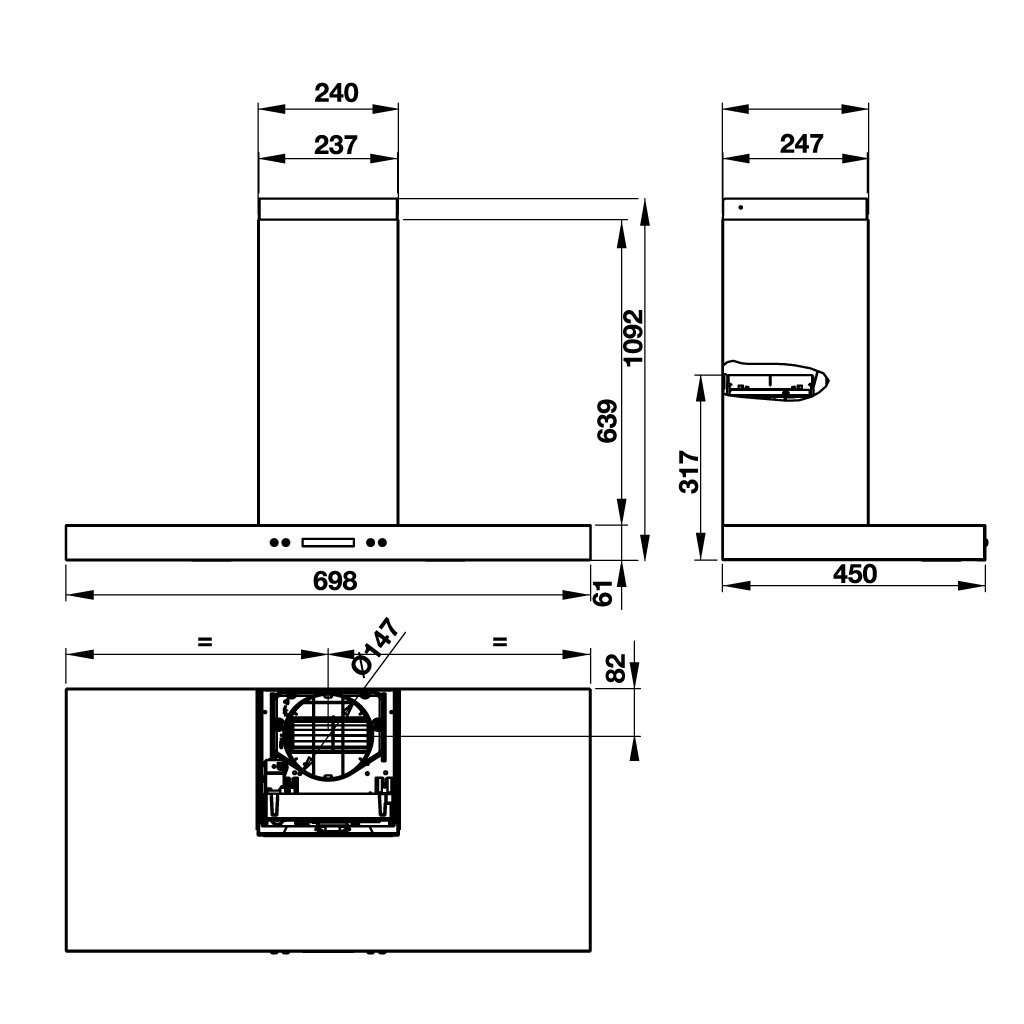 Máy hút mùi gắn tường Hafele HH-WI70C 539.81.158