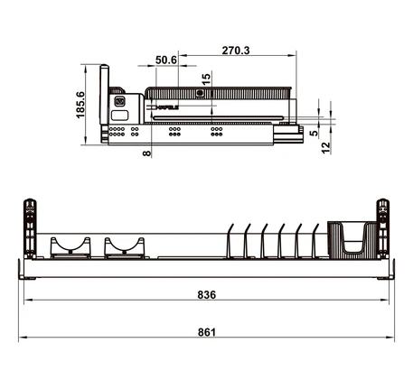 Rổ kéo đựng bát đĩa Hafele Utensio 800mm 545.14.308