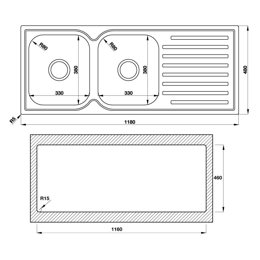 CHẬU RỬA INOX HAFELE HS19-SSD2R90 - 567.23.030