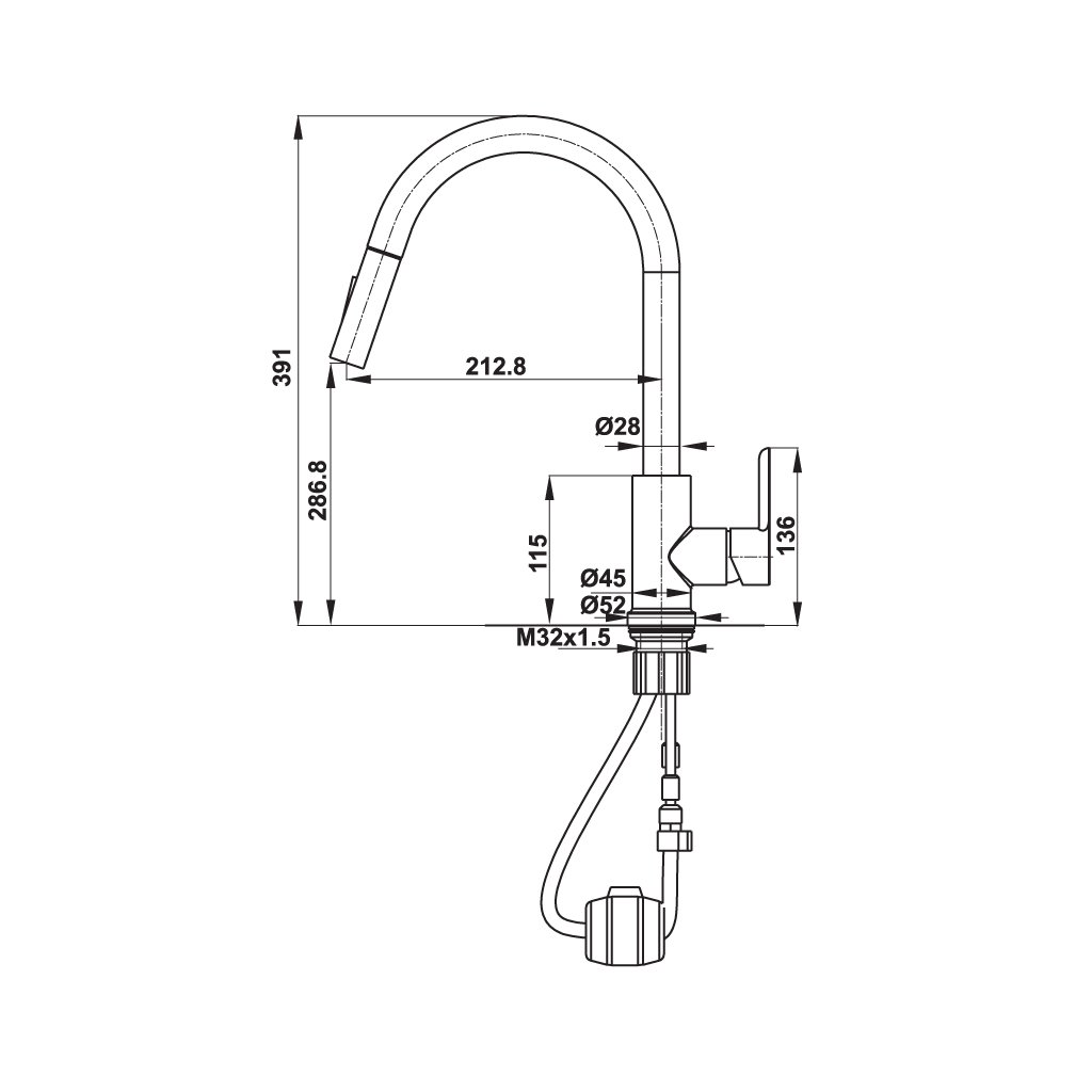 Vòi bếp Häfele HT21-CH1P287 577.55.230