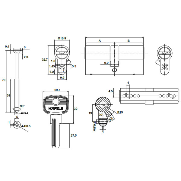RUỘT KHÓA 2 ĐẦU CHÌA HAFELE DIY - 489.56.000