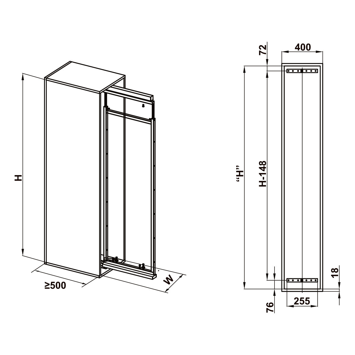 Tủ Đồ Khô Cánh Kéo Dolce 400mm Hafele 548.65.005