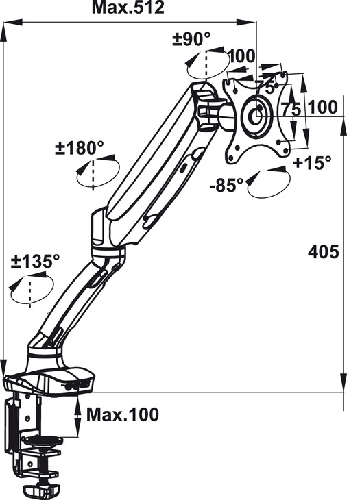 TAY TREO MÀN HÌNH ĐƠN HAFELE H1M 818.70.300
