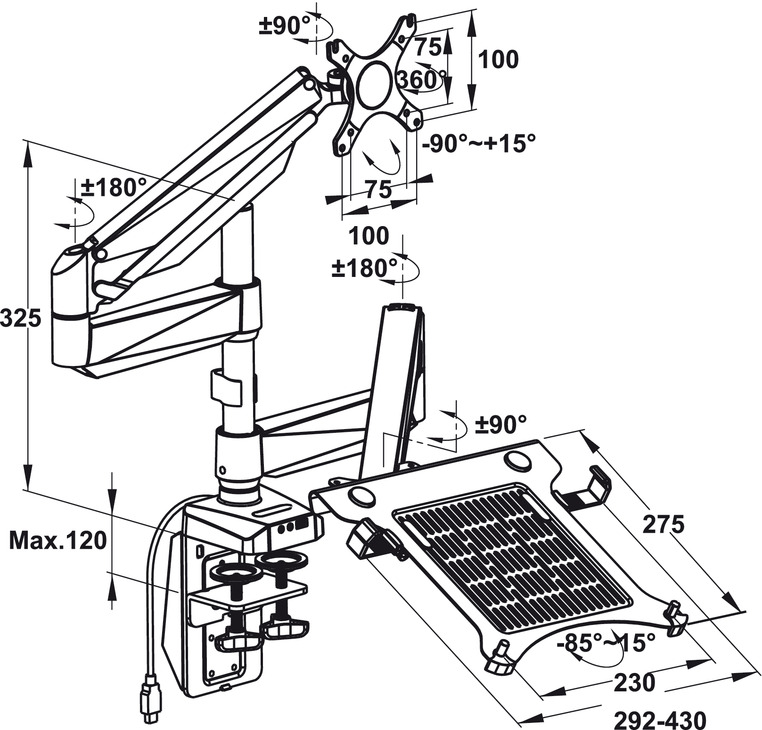 TAY TREO MÀN HÌNH HAFELE AP2-L 818.70.940