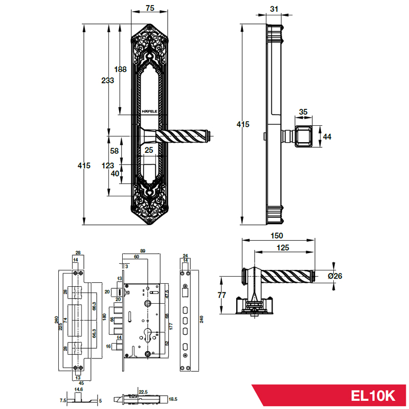 KHÓA ĐIỆN TỬ HAFELE EL10K 912.05.314