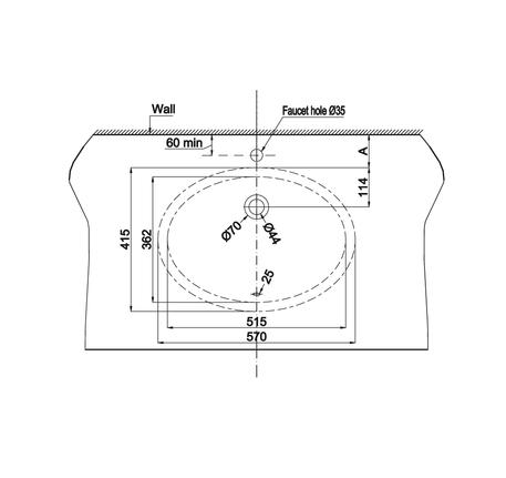 Chậu sứ âm bàn Sapporo 570 - 588.79.015