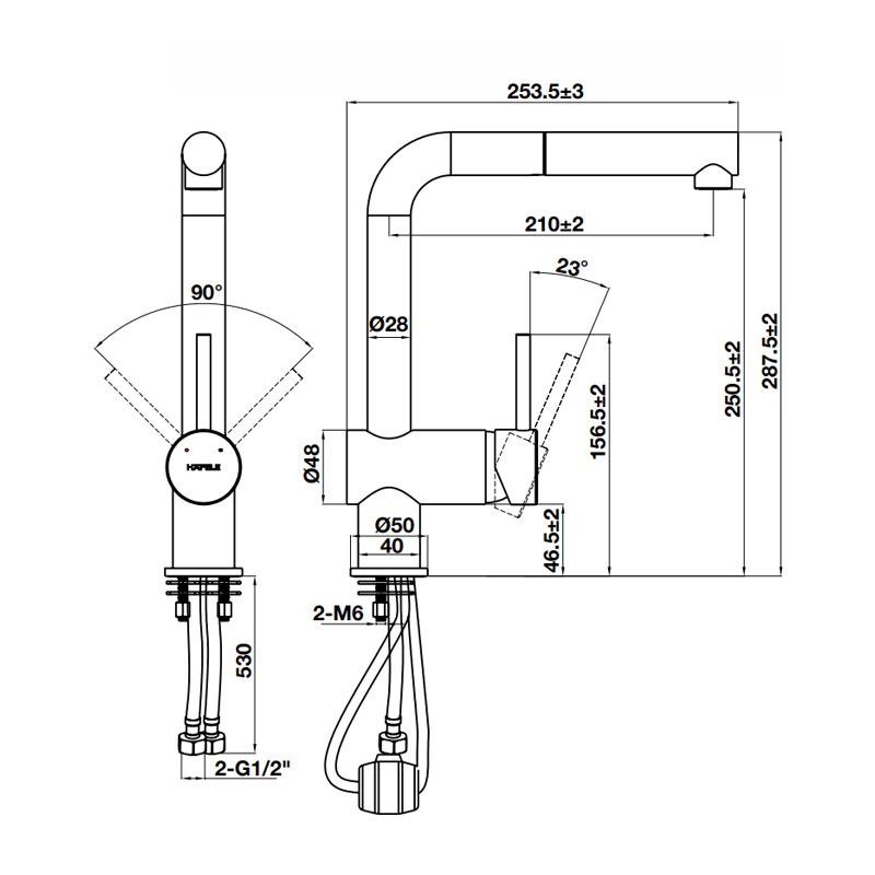 Vòi đá Hafele HT21-GH1P250 màu đen 577.55.390