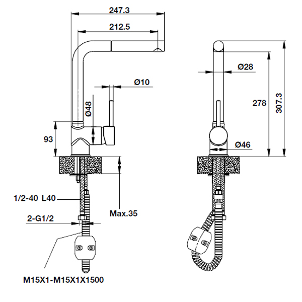 VÒI BẾP HAFELE HT19-GH1P278 570.51.480