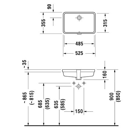 Lavabo âm bàn Vero - Không lỗ gắn vòi 588.45.282