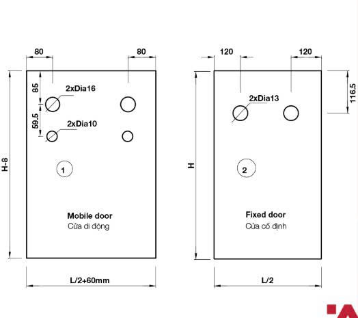 Cửa trượt phòng tắm kính Oval Hafele 981.06.320