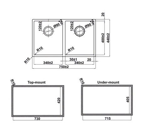 Chậu bếp Inox Hafele Satin R10 HS24-SSN2S-750 567.24.427