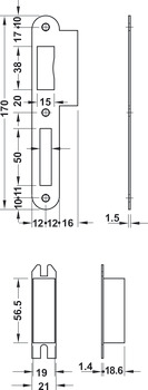 Thân khóa Hafele cho cửa phòng Inox mờ 911.02.153