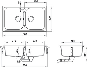 Chậu rửa bằng đá Hafele JULIUS HS-GD8650 - 570.35.380