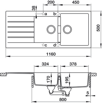 Chậu Rửa Đá HS19-GED2S80 H570.35.570 Hafele