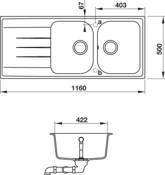 Chậu rửa đá Julius HS-GDD11650 Hafele 570.35.360
