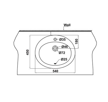 Chậu sứ vành nổi Sapporo 540 - 588.79.012