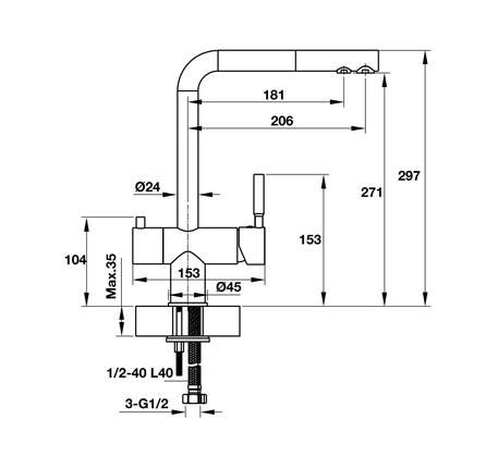 VÒI 3 ĐƯỜNG NƯỚC HAFELE HT19-CH2P271 570.51.060