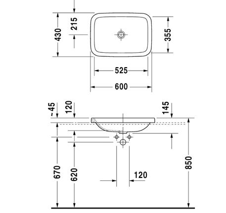 Lavabo vành nổi Durastyle 588.45.202