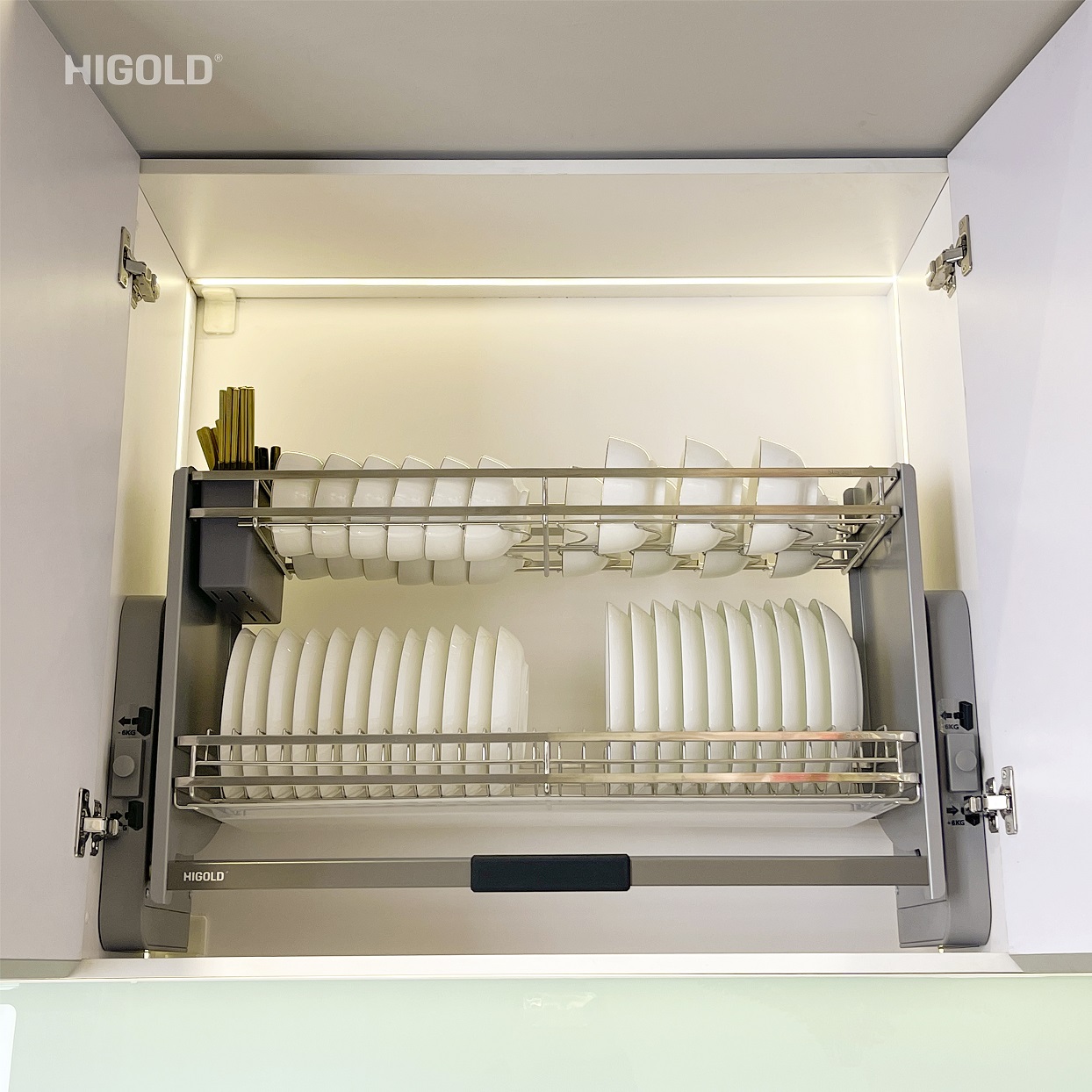 Giá Bát Đĩa Nâng Hạ Higold Inox 304