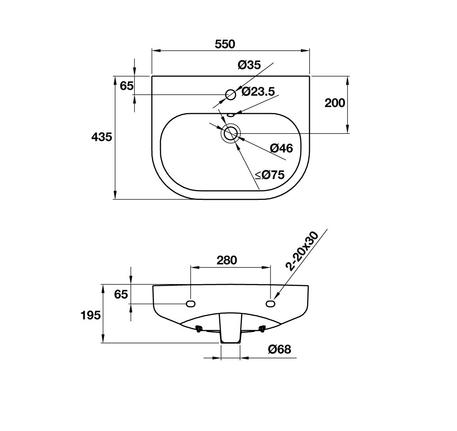 Lavabo Treo Tường RHINE 500 - 588.84.000