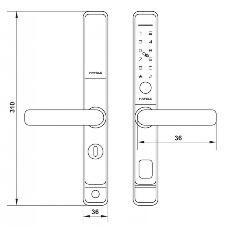Khóa điện tử cho cửa nhôm Hafele DL6600