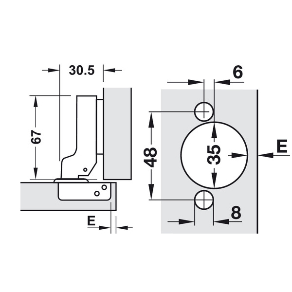 BẢN LỀ GIẢM CHẤN HAFELE CONG NỬA 315.06.751 INOX 304