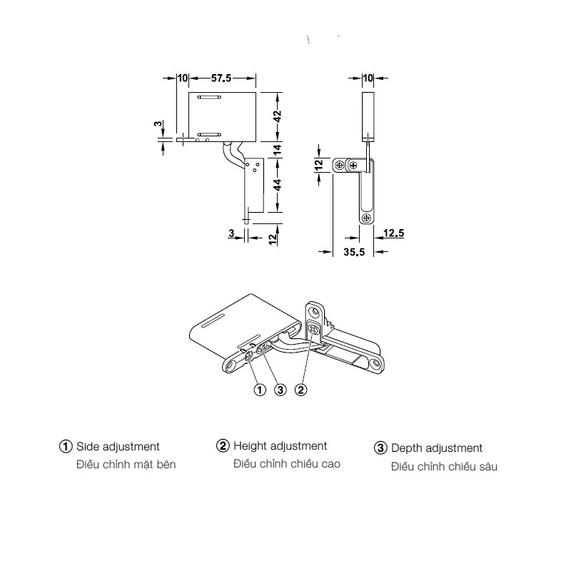 BẢN LỀ ÂM 3 CHIỀU HAFELE