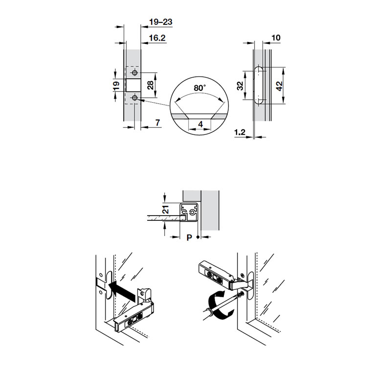 BẢN LỀ KHUNG NHÔM HAFELE