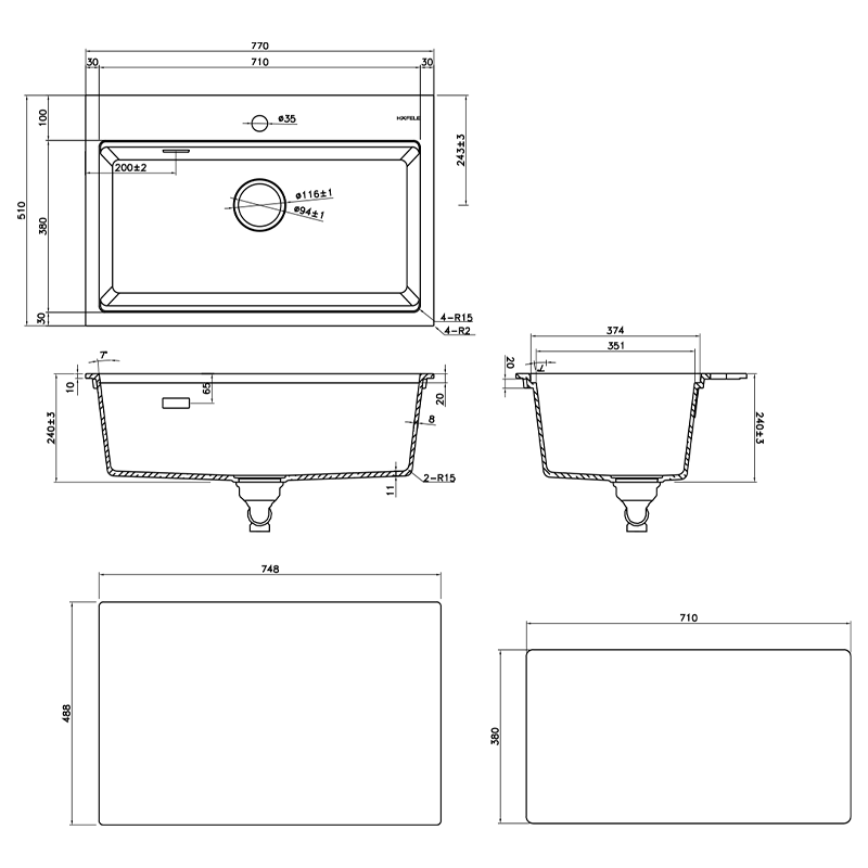 Chậu đá màu đen Hafele ESSENCE – HS22-GEN1S90M 577.25.330