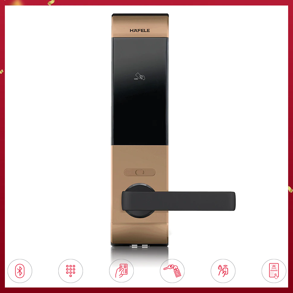 Khóa điện tử Häfele EL7900-TCB thân nhỏ màu vàng hồng