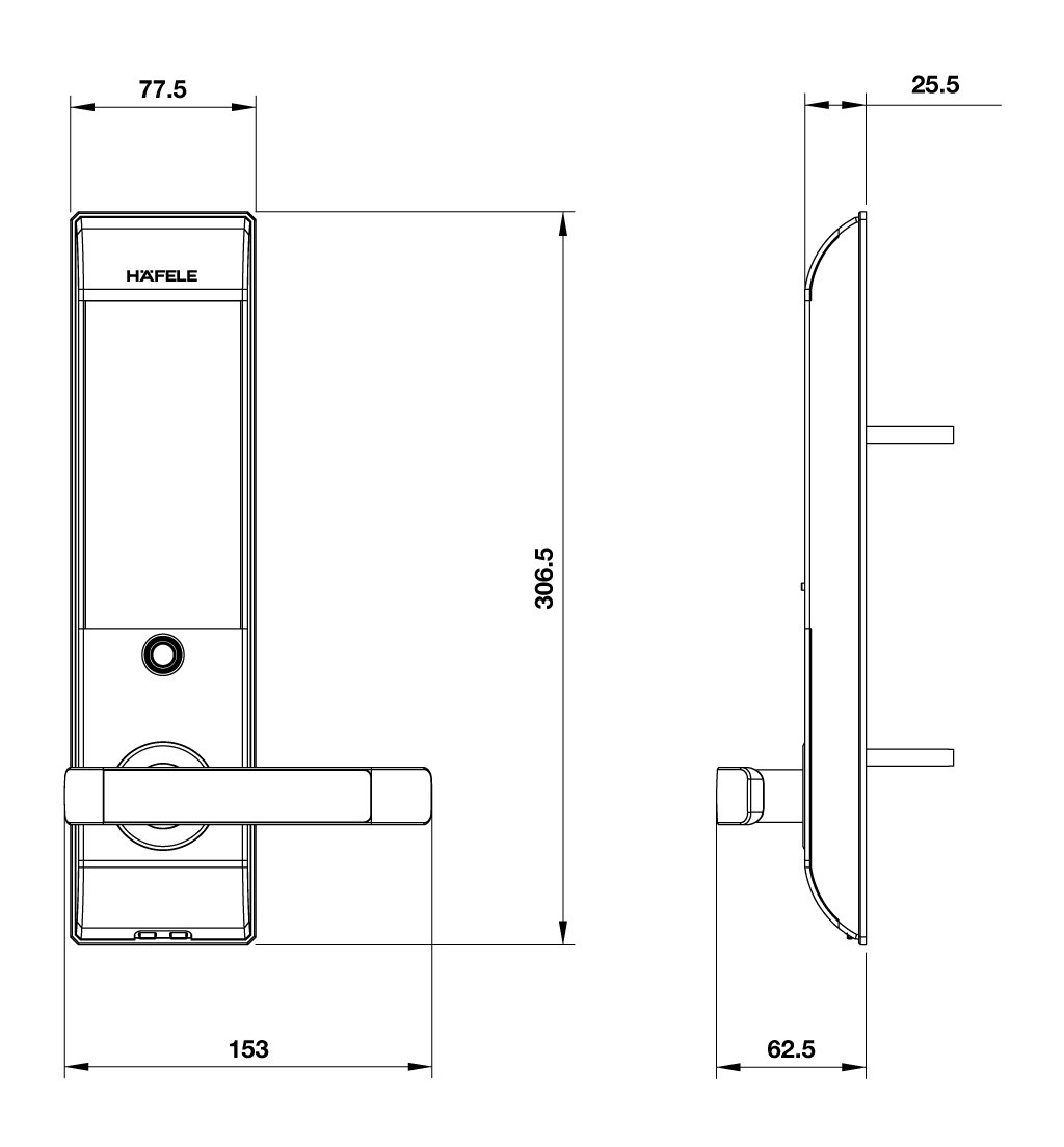 Khóa điện tử Häfele EL7900-TCB thân nhỏ màu vàng hồng