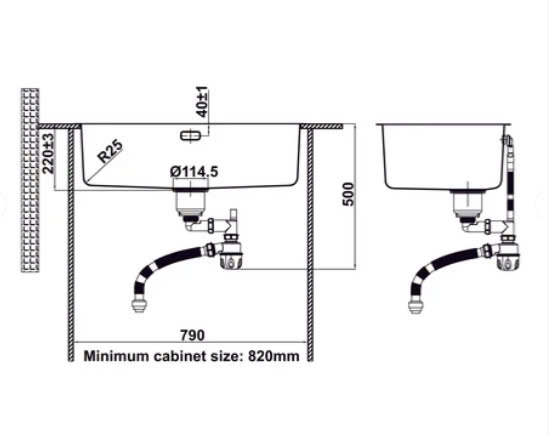 Chậu bếp Inox Hafele Satin R25 HS24-SSN1S-760 567.24.407