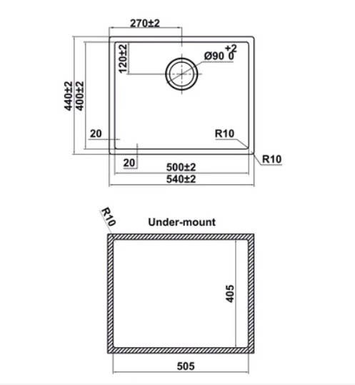 Chậu bếp Inox Hafele Satin R10 HS24-SSN1S-540 567.24.457
