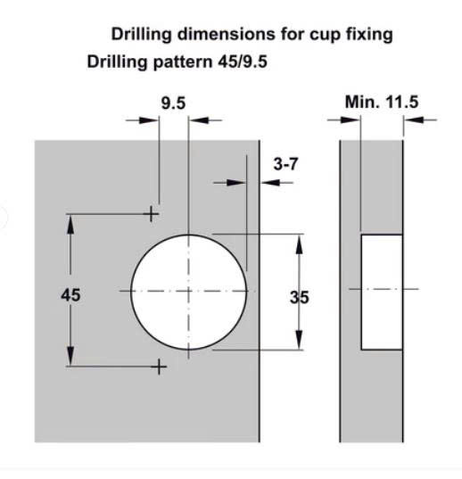 Bản lề Hafele DIY Inox 304 giảm chấn lọt lòng - cong hẳn 315.07.115