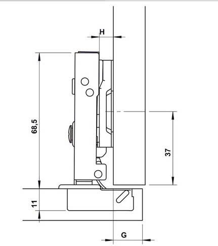 Bản lề Hafele DIY Inox 304 giảm chấn lọt lòng - cong hẳn 315.07.115