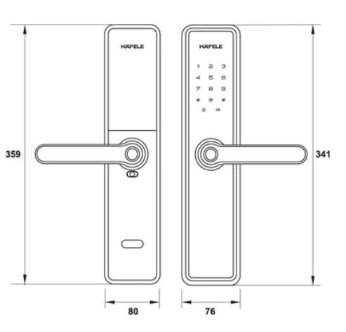 Khóa điện tử Hafele DL7600 ( Không bao gồm Pin ) Màu đồng bóng