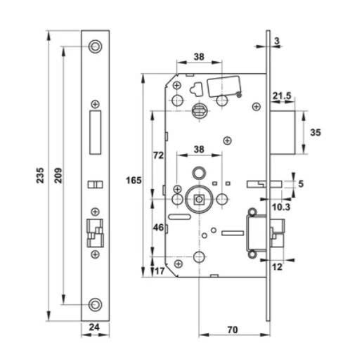 Khóa điện tử Hafele DL7600 ( Không bao gồm Pin ) Màu đồng bóng