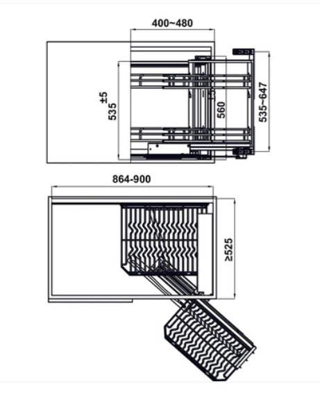 Rổ góc nan Ovan Hafele - OLLA 548.21.022- Mở Phải