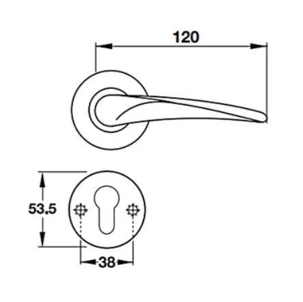 Tay nắm gạt có nắp che cho cửa phòng Hafele - Đồng bóng PVD 903.98.147
