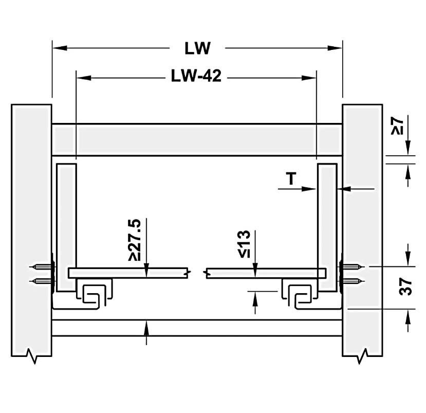 Ray âm Hafele Matrix UM, mở toàn phần, giảm chấn 433.32.076