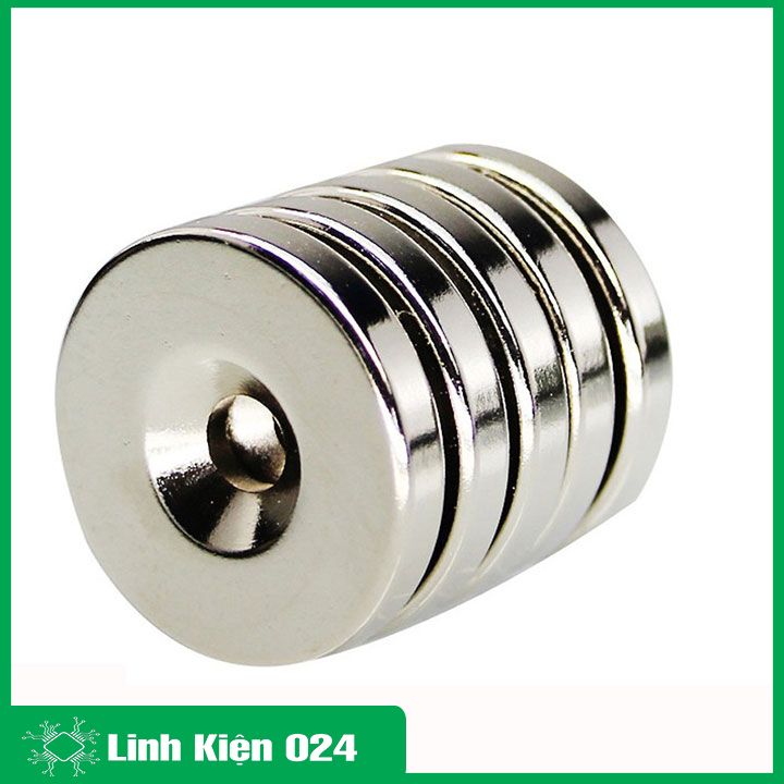 Bộ 5 Viên Nam Châm Đất Hiếm Tròn 15x3mm Có Lỗ 4mm Siêu Từ Tính